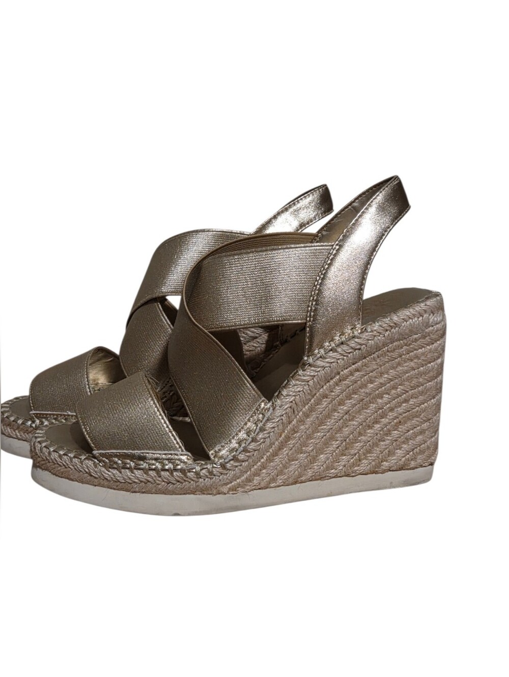 Vince Camuto Womens Bandrina Gold Metallic Espadrilles Wedge Size 7.5 Beachy